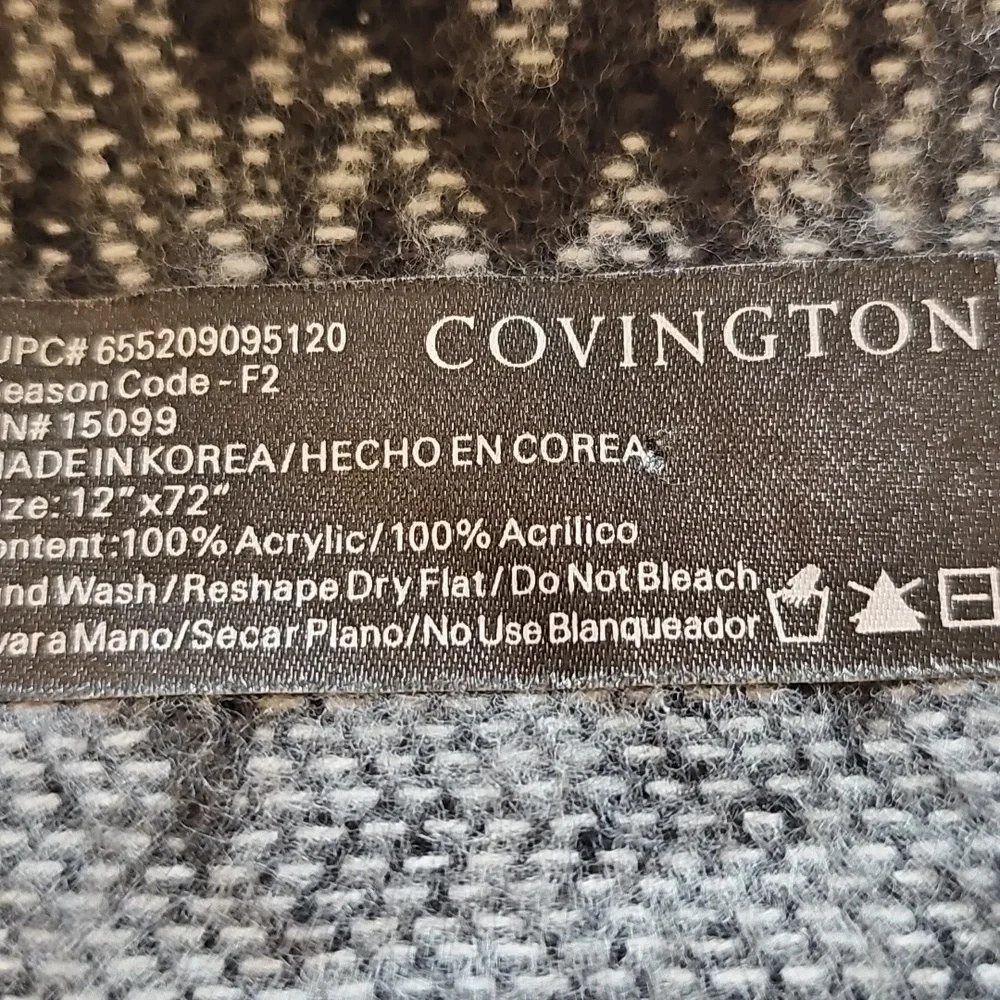 Black and Gray Chevron Scarf. Super‎ Soft With Fringe. By Covington